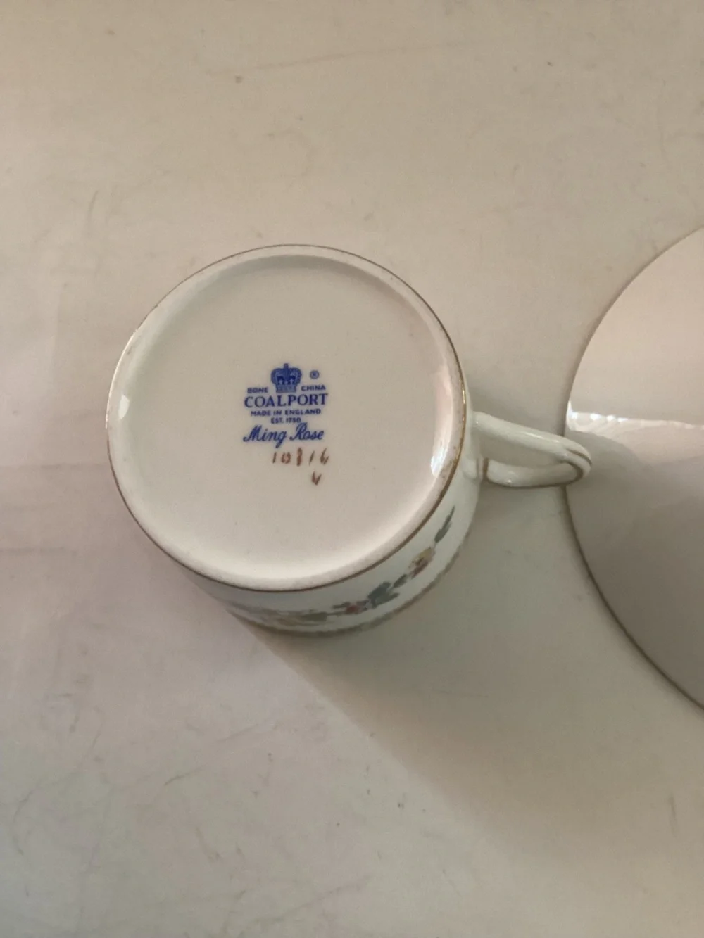 Coalport China tea cup and saucer “Ming Rose”
